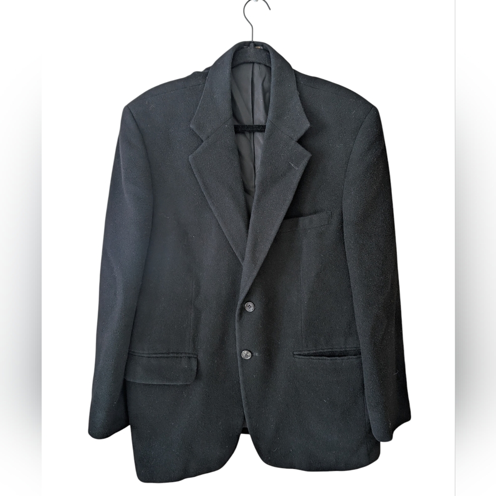 Stafford 100% Camel Hair Black Mens Two Button Blazer Size 40S